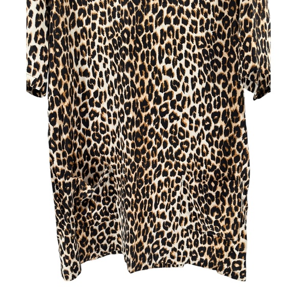 Equipment Silk Aubrey Dress Shift Leopard Print size Large Crew Neck Pockets - Picture 6 of 12